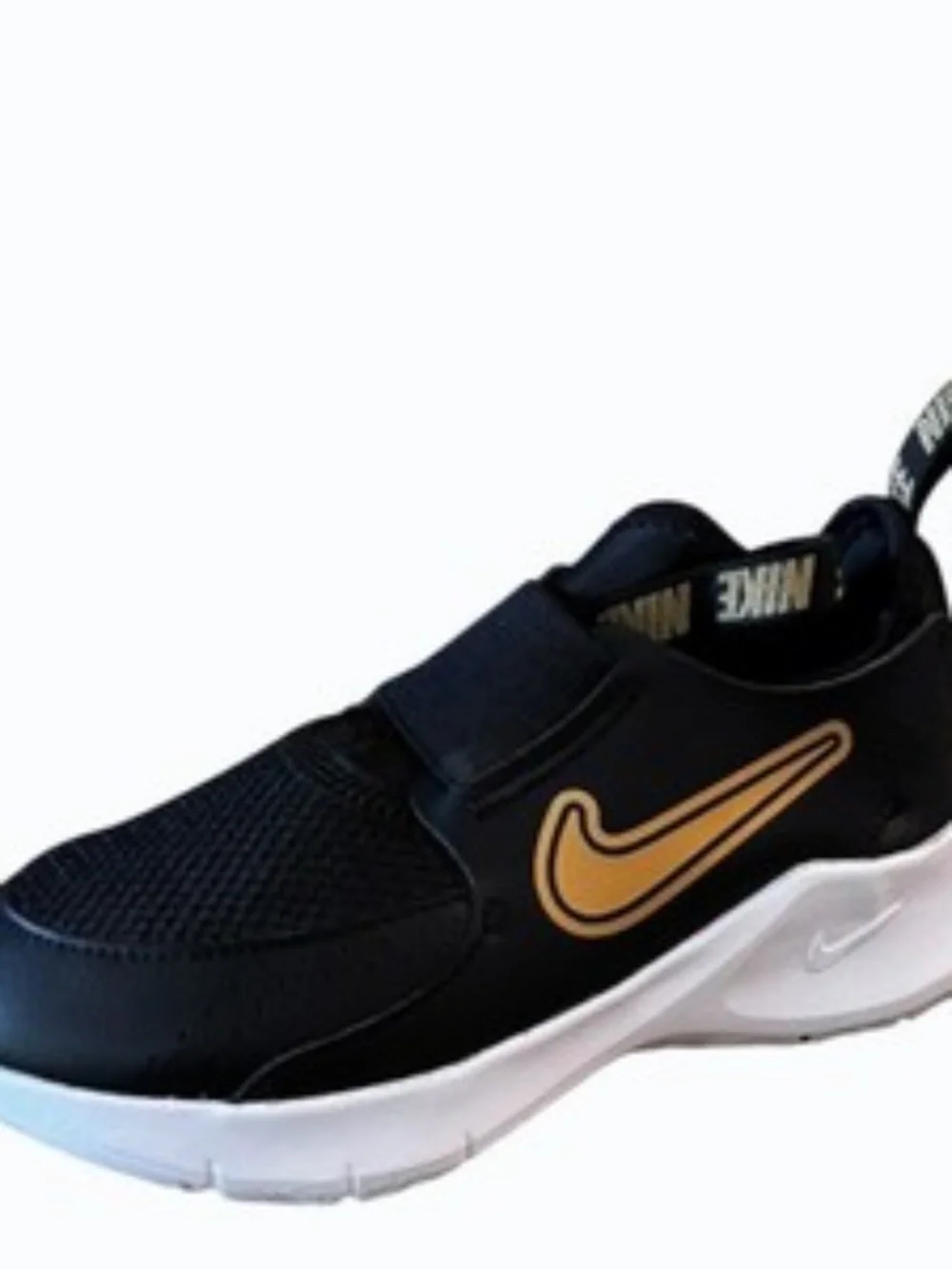 Nike Boys Flex Runner 3 Black Gold Slip On Shoes Size 12 Toddler Sneakers